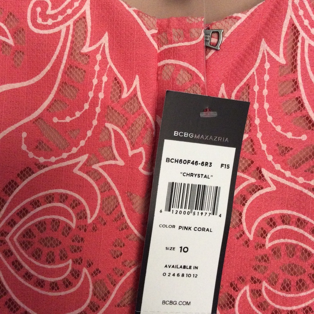 BCBGMaxAzria NWT Pink Crystal coral dress size 10 - Picture 5 of 8